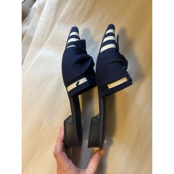 Vivaia Pointed Toe Knot Sandals Yaffa Navy Stripe Size 9 - Picture 9 of 10